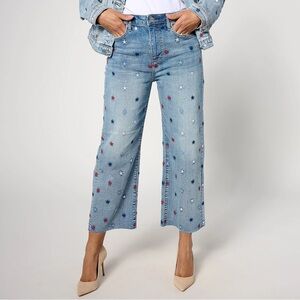 Driftwood Charlee Star Embroidered Cropped Jeans - Size 0